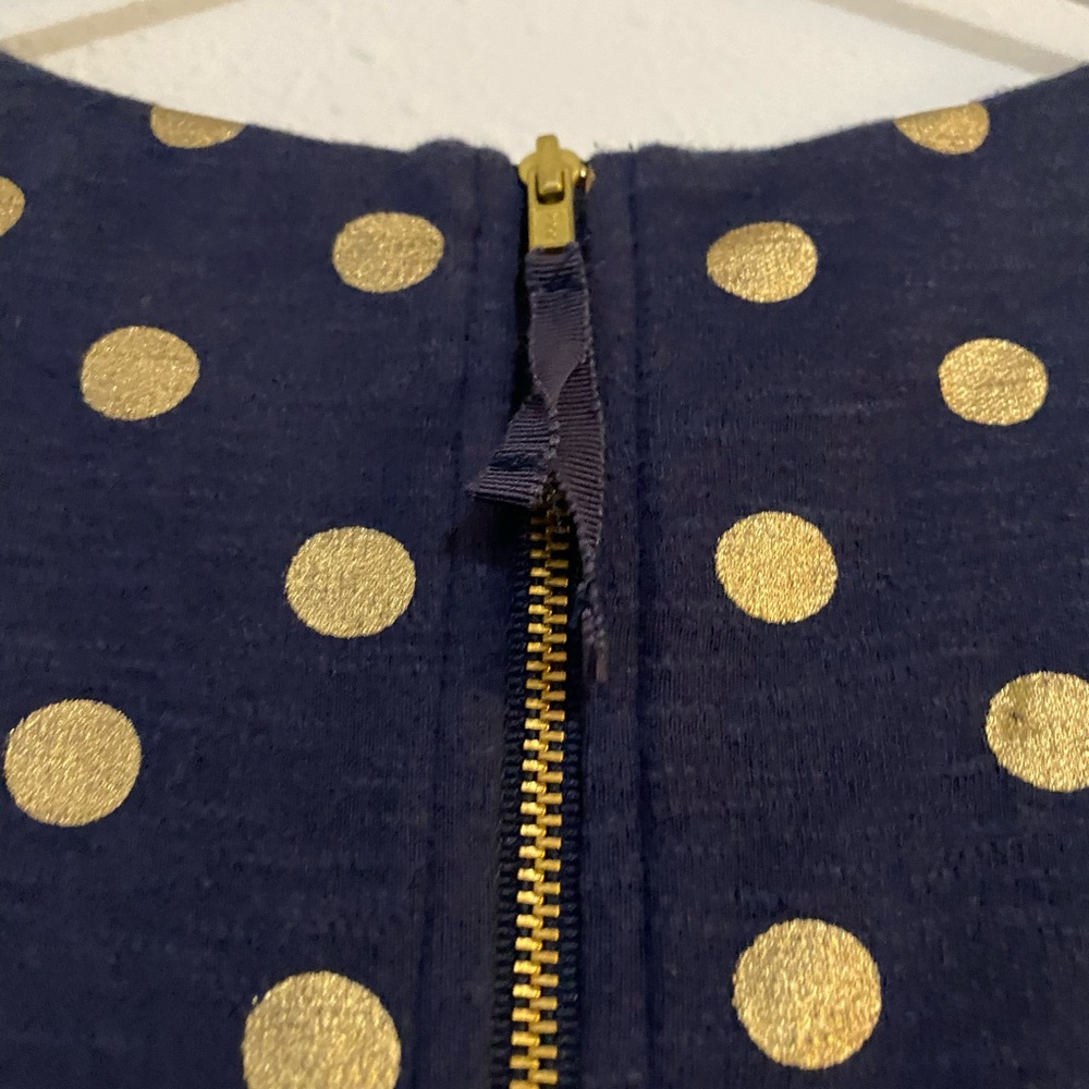 Anthropologie Maeve Ophira Polka Dot Dress S Navy Gold - Picture 6 of 11